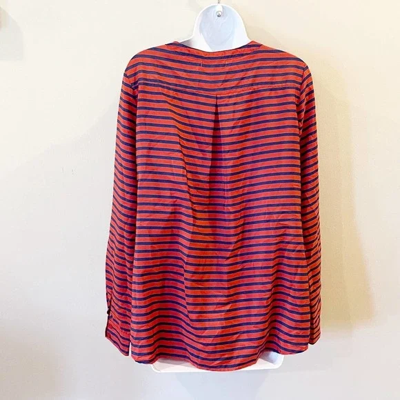 Umgee Tie Front Striped Blouse Orange Size Large - Picture 2 of 11